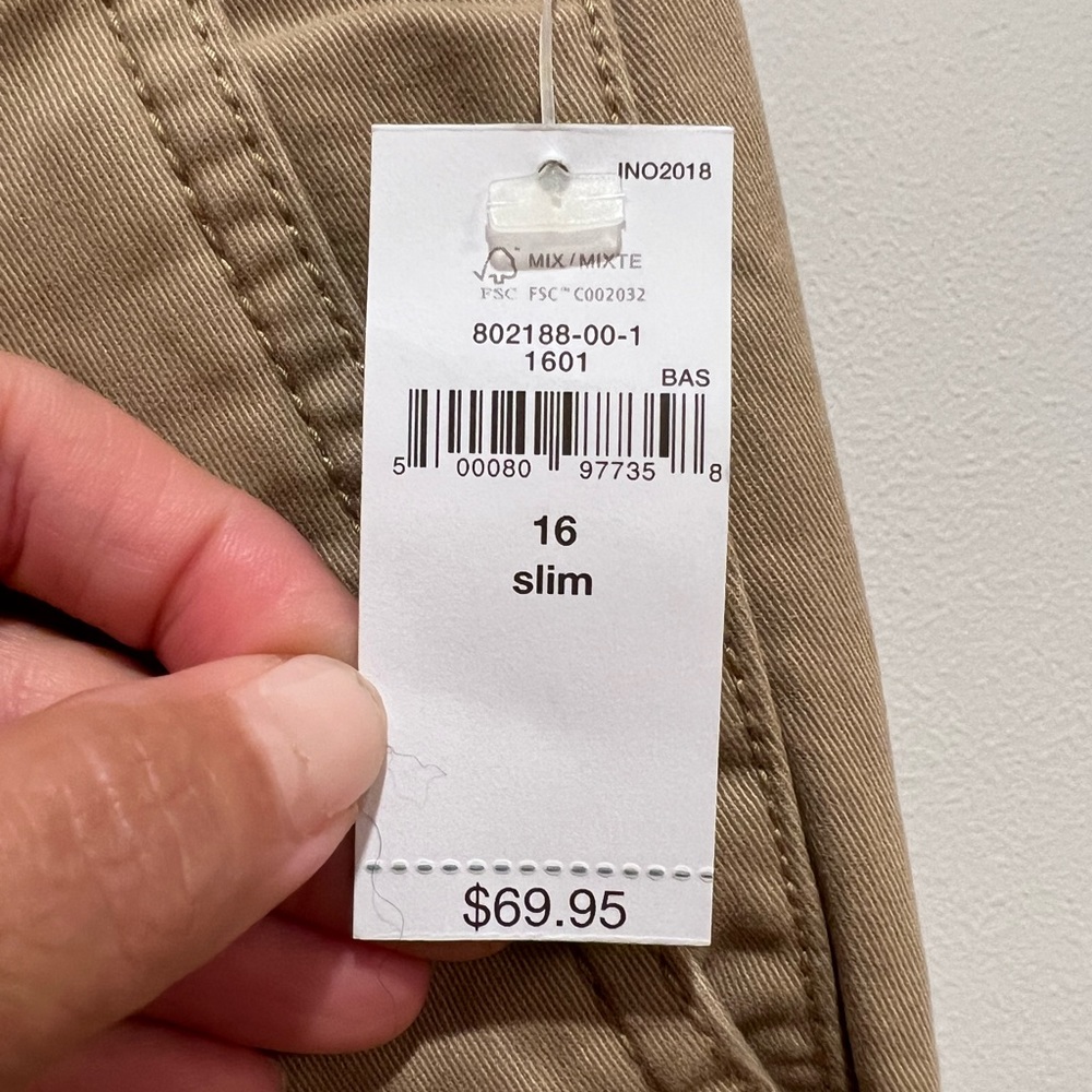 Gap kids sz 16 slim boys khaki pants. New with tags